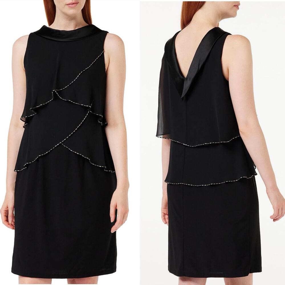 Ignite Evenings Black Beaded Overlay Cocktail Dress Size 8 Mother Event Wedding